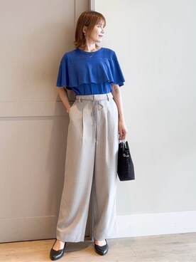 「アイテム（アクセサリー、パープル系）」を使った、yamakoさん（レディース・154cm）の夏コーディネート