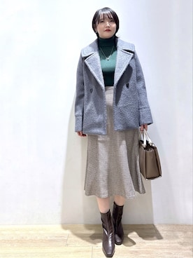 「アイテム（ピーコート、グレー系）」を使った、mizukiさん（レディース・160cm）の秋コーディネート