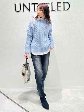 「アイテム（ピーコート、グレー系）」を使った、Miwaさん（レディース・155cm）の冬コーディネート