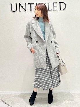 「アイテム（ピーコート、グレー系）」を使った、Miwaさん（レディース・155cm）の冬コーディネート