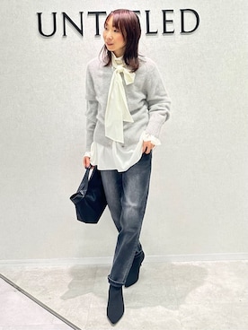 「アイテム（ピーコート、グレー系）」を使った、Miwaさん（レディース・155cm）の冬コーディネート