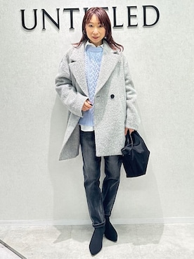 「アイテム（ピーコート、グレー系）」を使った、Miwaさん（レディース・155cm）の冬コーディネート