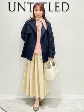 「アイテム（トレンチコート、ブルー系）」を使った、Miwaさん（レディース・155cm）の春コーディネート