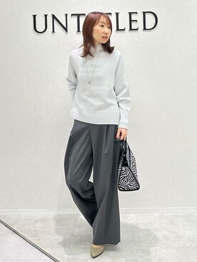 「アイテム（ピーコート、グレー系）」を使った、Miwaさん（レディース・155cm）の冬コーディネート