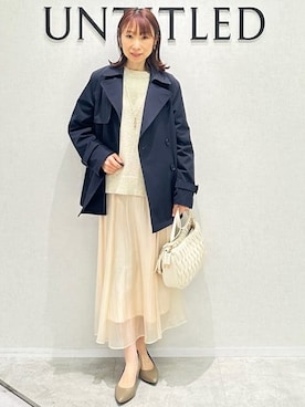 「アイテム（トレンチコート、ブルー系）」を使った、Miwaさん（レディース・155cm）の春コーディネート