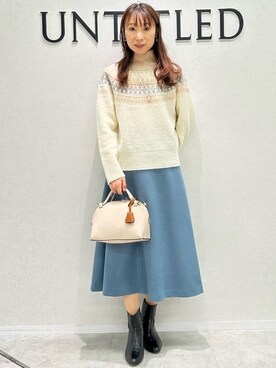 「アイテム（ノーカラーコート、ベージュ系）」を使った、Miwaさん（レディース・155cm）の秋コーディネート