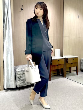 「アイテム（ノーカラージャケット、ブラック系）」を使った、Miwaさん（レディース・155cm）の夏コーディネート