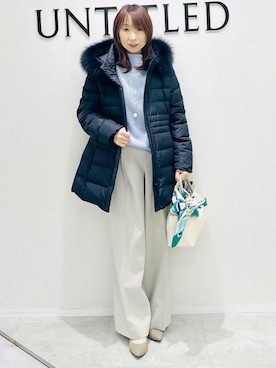 「アイテム（ダウンジャケット/コート）」を使った、Miwaさん（レディース・155cm）の冬コーディネート