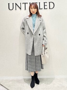 「アイテム（ピーコート、グレー系）」を使った、Miwaさん（レディース・155cm）の冬コーディネート