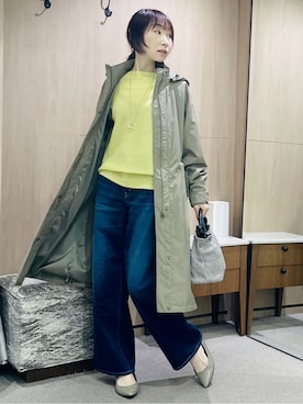 「アイテム（モッズコート、グリーン系）」を使った、Miwaさん（レディース・155cm）の春コーディネート