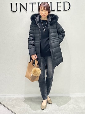 「アイテム（ダウンジャケット/コート）」を使った、Miwaさん（レディース・155cm）の冬コーディネート