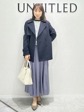 「アイテム（トレンチコート、ブルー系）」を使った、Miwaさん（レディース・155cm）の春コーディネート