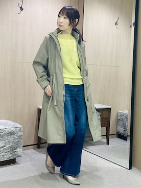 「アイテム（モッズコート、グリーン系）」を使った、Miwaさん（レディース・155cm）の春コーディネート