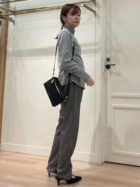 「LAURA ASHLEY（ローラアシュレイ）の【日本製/ワンマイルウエア】コンパクトヤーン ハイネックプルオーバー（ニット/セーター、グレー系）」を使った、rie⭐︎さん（レディース・153cm）の秋コーディネート
