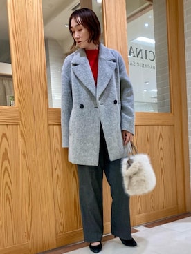 「アイテム（ピーコート、グレー系）」を使った、ゆうさん（レディース・160cm）の秋コーディネート