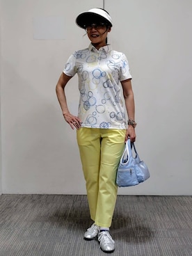「アイテム（サンバイザー）」を使った、ざっき～さん（レディース・153cm）の春コーディネート