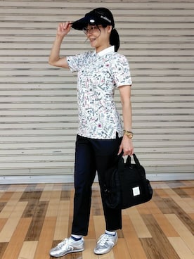 「アイテム（サンバイザー）」を使った、ざっき～さん（レディース・153cm）の春コーディネート