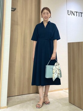 「UNTITLED（アンタイトル）の【追加/新色】エアリーワンハンドルバッグ（ハンドバッグ、ブルー系）」を使った、aliceさん（レディース・166cm）の夏コーディネート