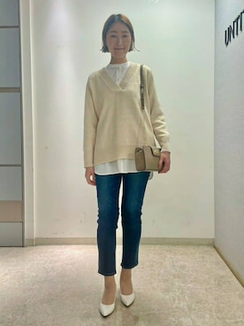 「Healthy denim（ヘルシーデニム）のアイテム（デニムパンツ）」を使った、aliceさん（レディース・166cm）の春コーディネート