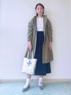 「アイテム（モッズコート、グリーン系）」を使った、aliceさん（レディース・166cm）の冬コーディネート
