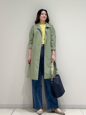 「INDIVI（インディヴィ）の【洗える／キレイ色】体型カバー無縫製ニット（ニット/セーター、イエロー系）」を使った、T.Kさん（レディース・171cm）の春コーディネート