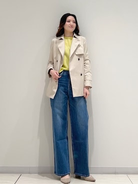 「INDIVI（インディヴィ）の【洗える／キレイ色】体型カバー無縫製ニット（ニット/セーター、イエロー系）」を使った、T.Kさん（レディース・171cm）の春コーディネート