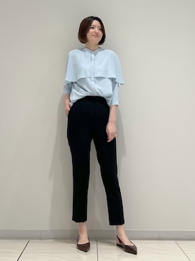「INDIVI（インディヴィ）の【新作登場！着る日傘】 ケープ風ブラウス（シャツ/ブラウス、ブルー系）」を使った、T.Kさん（レディース・171cm）の夏コーディネート
