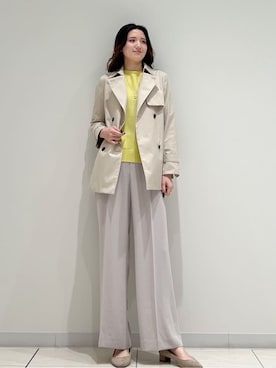 「INDIVI（インディヴィ）の【洗える／キレイ色】体型カバー無縫製ニット（ニット/セーター、イエロー系）」を使った、T.Kさん（レディース・171cm）の春コーディネート