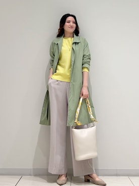 「INDIVI（インディヴィ）の【洗える／キレイ色】体型カバー無縫製ニット（ニット/セーター、イエロー系）」を使った、T.Kさん（レディース・171cm）の春コーディネート