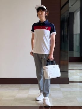 「アイテム（サンバイザー）」を使った、サンタクさん（レディース・164cm）の春コーディネート