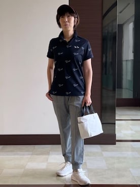 「アイテム（サンバイザー）」を使った、サンタクさん（レディース・164cm）の春コーディネート
