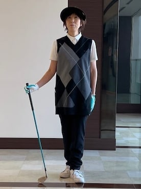 「アイテム（サンバイザー）」を使った、サンタクさん（レディース・164cm）の冬コーディネート