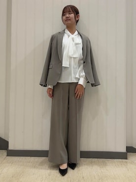 「アイテム（スーツジャケット、ブラウン系）」を使った、ちひさん（レディース・162cm）の冬コーディネート