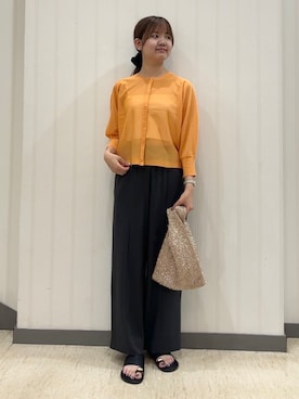 「INDIVI（インディヴィ）の【着る日傘】イージーワイドパンツ（その他パンツ、グレー系）」を使った、ちひさん（レディース・162cm）の夏コーディネート