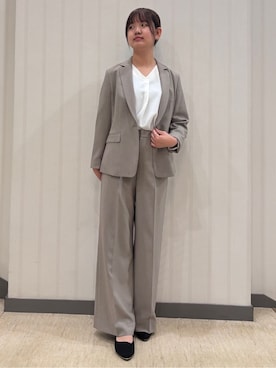 「アイテム（スーツジャケット、ブラウン系）」を使った、ちひさん（レディース・162cm）の秋コーディネート