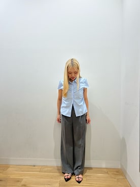 「SENSE OF PLACE by URBAN RESEARCH(センスオブプレイスバイアーバンリサーチ)のパフスリーブコンパクトギャザーシャツ(シャツ/ブラウス、ブルー系)」を使った、MIRIさん(レディース・159cm)の夏コーディネート