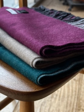 「アイテム（マフラー、ブルー系）」を使った、jinnoさん（メンズ・165cm）の冬コーディネート