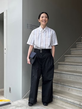 「アイテム（クラッチバッグ、ブルー系）」を使った、jinnoさん（メンズ・165cm）の春コーディネート