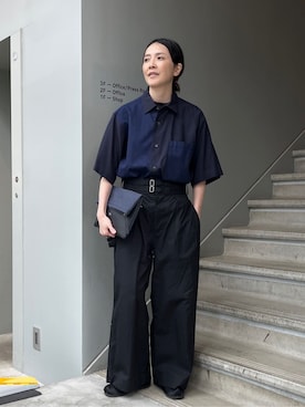 「アイテム（クラッチバッグ、ブルー系）」を使った、jinnoさん（メンズ・165cm）の春コーディネート