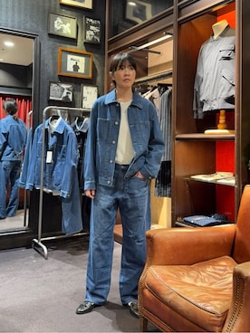 「TAKEO KIKUCHI（タケオキクチ）の【BOWLER HAT LABEL】エクスプローラー Gジャン（デニムジャケット、ブルー系）」を使った、jinnoさん（レディース）の冬コーディネート
