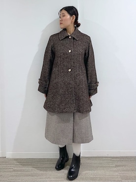 「アイテム（ステンカラーコート、ブラック系）」を使った、mekiihv41225さん（レディース・157cm）の秋コーディネート