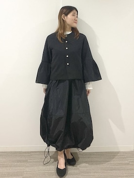 「アイテム（ノーカラージャケット、ブラック系）」を使った、mekiihv41225さん（レディース・157cm）の冬コーディネート