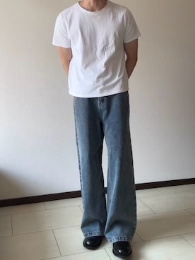 「THE CLE（ザクレ）のSTUDS DENIM / スタッズデニム（デニムパンツ、ブルー系）」を使った、Tさん（メンズ・172cm）の秋コーディネート