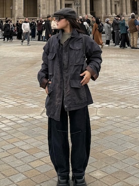 「バレルレッグジーンズ」｜夜更かしちゃんさん（レディース・154cm）の冬コーディネート