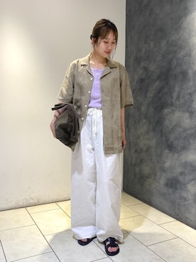 「JOURNAL STANDARD（ジャーナルスタンダード）の《追加2》TuckEasyDENIM By COOLMAX(R)fabric（デニムパンツ、ホワイト系）」を使った、TABEIさん（レディース・160cm）の春コーディネート