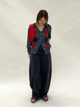「Levi's（リーバイス）の《追加 / 新色》別注【LEVI’S(R)】for JS SUPER BAGGY BARREL LONG（デニムパンツ、ブラック系）」を使った、TABEIさん（レディース・160cm）の夏コーディネート