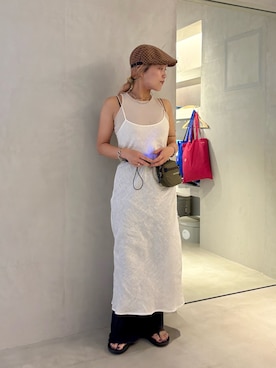「アイテム（ハンチング/ベレー帽）」を使った、akiさん（レディース・156cm）の夏コーディネート
