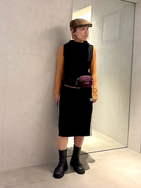 「アイテム（ハンチング/ベレー帽）」を使った、akiさん（レディース・156cm）の秋コーディネート