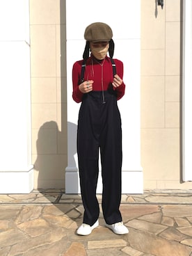 「ジャーマントレーナー」｜「アイテム（ハンチング/ベレー帽）」を使った、akiさん（レディース・156cm）の秋コーディネート
