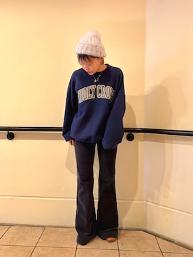 「OVERRIDE」｜「アイテム（スウェット）」を使った、akiさん（レディース・156cm）の冬コーディネート